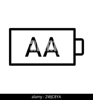 Vector black line icon AA battery isolated on white background Stock Vector