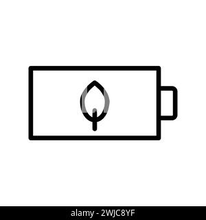 Vector black line icon eco battery isolated on white background Stock Vector