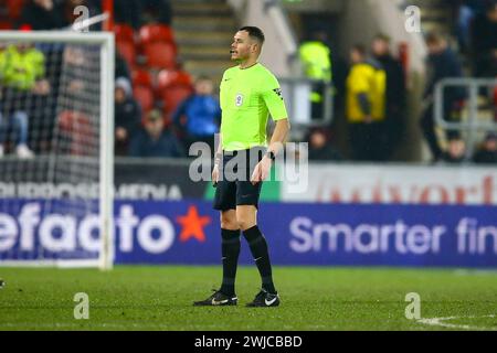 AESSEAL New York Stadium, Rotherham, England - 13th February 2024 Referee Leigh Doughty - during the game Rotherham United v Hull City, Sky Bet Championship,  2023/24, AESSEAL New York Stadium, Rotherham, England - 13th February 2024 Credit: Arthur Haigh/WhiteRosePhotos/Alamy Live News Stock Photo