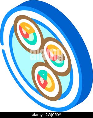 kimbap rolls korean cuisine isometric icon vector illustration Stock Vector