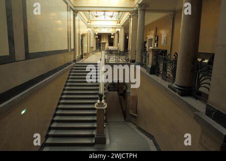 Interior view with staircase in the University Library in the Old Town, Heidelberg, Bergstrasse, Baden-Wuerttemberg, Germany Stock Photo