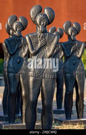 Celtic statue of the Celtic prince, plastic sculptures, replicas from 3D scan by Ottmar Hoerl, Celtic world at Glauberg, Celtic burial mounds, Iron Stock Photo