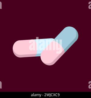 Medicines in the form of two-part capsules for the treatment of diseases. Used medicinally or as a dietary supplement. For medical posters and brochur Stock Vector