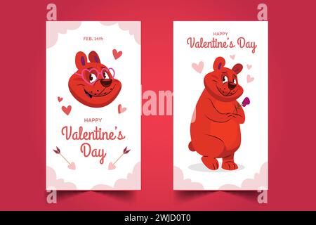 flat valentine s day instagram posts collection design vector illustration Stock Vector