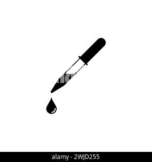 Dropper Pipette Healthy Tube Liquid flat vector icon. Simple solid symbol isolated on white background Stock Vector