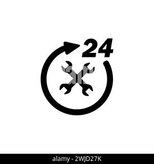 24 Hour Emergency Service flat vector icon. Simple solid symbol isolated on white background Stock Vector