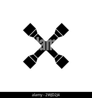 Wheel Wrench Cross flat vector icon. Simple solid symbol isolated on white background Stock Vector