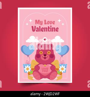 flat valentine s day greeting cards collection design vector illustration Stock Vector