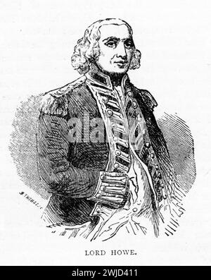 Portrait of Admiral of the Fleet Richard Howe, 1st Earl Howe, 1726-1799, a British naval officer. Published circa 1880 Stock Photo