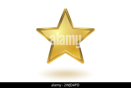 Vector icon of golden star on white background. Achievements for games or customer rating feedback of website. Vector illustration of metallic stars i Stock Vector