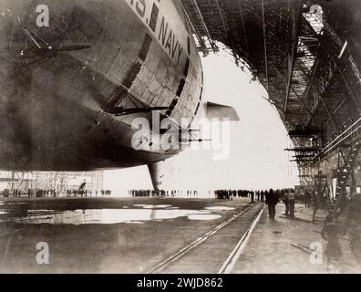 Photograph of the USS Akron in the Goodyear-Zeppelin Dock 1933 Stock Photo