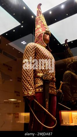 Golden Man; a young noble Saka warrior; 5-4 century B.C. Reconstruction of costume and equipment, Museum in Astana, Nur-Sultan, Kazakhstan Stock Photo