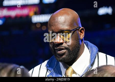 Orlando, Florida, USA, February 13, 2024, Shaquille O'Neal during the Jersey Retirement Ceremony at the Kia Center. (Photo Credit: Marty Jean-Louis/Alamy Live News Stock Photo