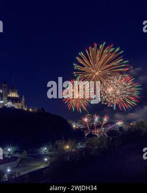 Fireworks on the Ottawa River Stock Photo