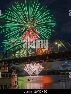 International fireworks competition on the Ottawa River Stock Photo