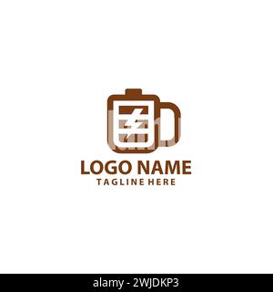 battery coffee logo design vector Stock Vector