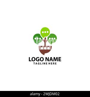 bubble chat tree logo logo design vector Stock Vector