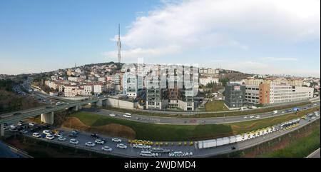 turkey istanbul 17 june 2023. Kucuk Camlica TV Radio Tower and city building  Stock Photo