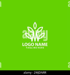 letter M plant logo design vector Stock Vector