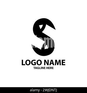 letter S pencil negative space logo design vector Stock Vector