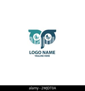 initial letter CP owl logo design vector Stock Vector