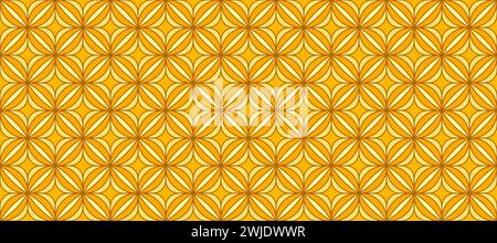 Seamless yellow tile pattern. Decorative ceramic mosaic wallpaper. Abstract geometric repeating decor for floor, wall, kitchen, bath, print. Simple ornamental orange backdrop. Vector texture Stock Vector