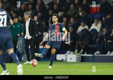 Paris, France. 14th Feb, 2024. Marquinhos (PSG) Football/Soccer : UEFA Champions League Round of 16 1st leg match between Paris Saint-Germain 2-0 Real Sociedad at the Parc des Princes in Paris, France . Credit: Mutsu Kawamori/AFLO/Alamy Live News Stock Photo