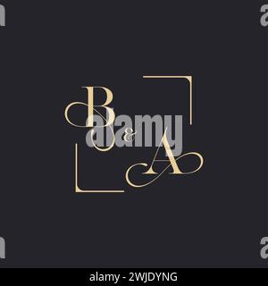 BA simple outline concept logo and circle of initial design black and ...