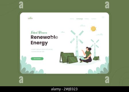 Renewable natural energy vector illustration on website template Stock Vector