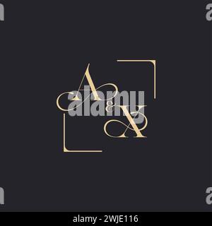 AX simple concept of wedding outline logo and square of initial design gold in white background Stock Vector