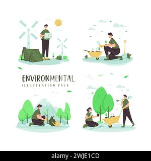 Environmental care illustration collection set Stock Vector