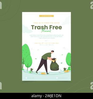 Trash free go green environmental care illustration on poster design Stock Vector