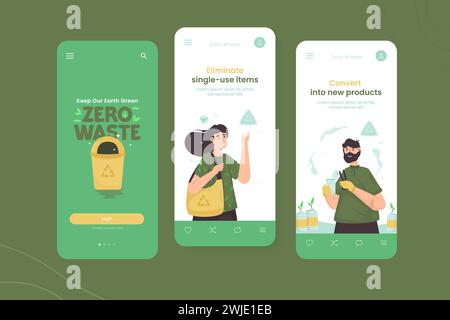 Zero waste go green campaign onboard mobile template Stock Vector