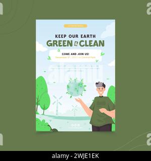 Go green save the earth campaign illustration poster design Stock Vector
