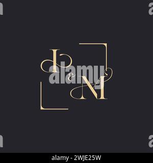IM simple concept of wedding outline logo and square of initial design gold in white background Stock Vector