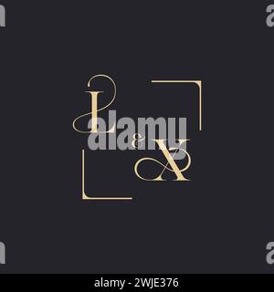 LX simple concept of wedding outline logo and square of initial design gold in white background Stock Vector