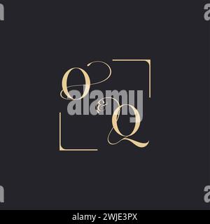 OQ simple outline concept logo and circle of initial design black and ...