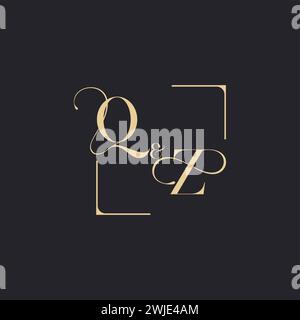 QZ simple outline concept logo and circle of initial design black and ...