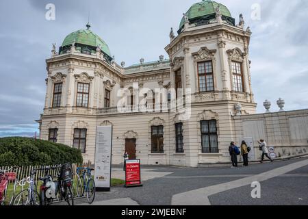 VIENNA, AUSTRIA - 21 November 2023: View of the famous Belvedere Palace and Museum in Austria Stock Photo