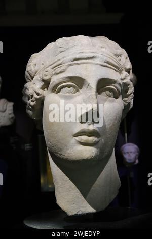 Istanbul, Turkey - December 10, 2023:  Museum of Archeology in Istanbul, marble bust of poetess Sappho Stock Photo