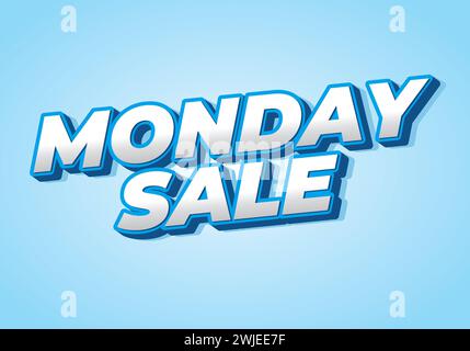 Monday sale. Text effect design in 3D style with eye catching colors Stock Vector