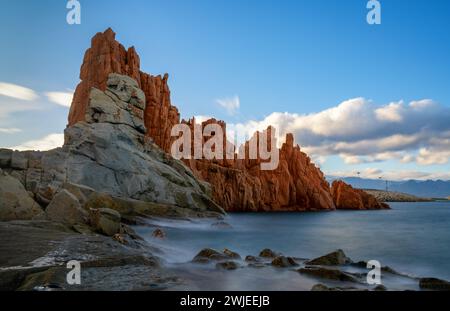 A long exposure view of the red rocks of Arbatax Stock Photo