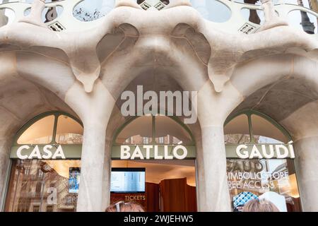 Barcelona,Casa Battlo Gaudi, facade and entrance. Stock Photo