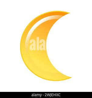 Cute night vector isolated weather app icon with bright yellow moon. Interface elements in flat design. Minimal cartoon illustration for design web ba Stock Vector