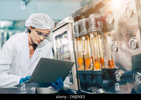 medicine factory scientist worker work in Laboratory Plants Process. medical doctor working research in pharmaceutical industry. Stock Photo