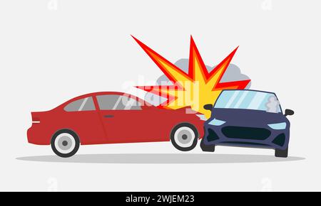 Car crash accident on the road. Vector illustration. Stock Vector
