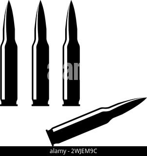 Rifle Cartridges Isolated Icon in Flat Style. Stock Vector