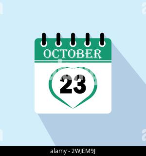 Icon calendar day - 23 October. 23 days of the month, vector illustration. Stock Vector
