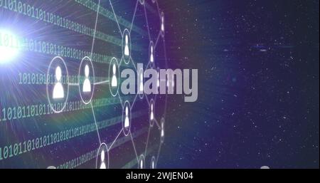 Image of connections and binary coding data processing Stock Photo