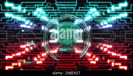 Image of human brain, connections and data processing over circuit board Stock Photo